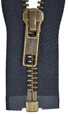 YKK Reißverschluss Einwege  8mm Metall brüniert Farbcode 580 Schwarz.