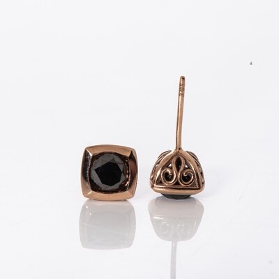 Round Brilliant-cut Black Diamond Studs Round Brilliant-cut Black Diamond Studs
