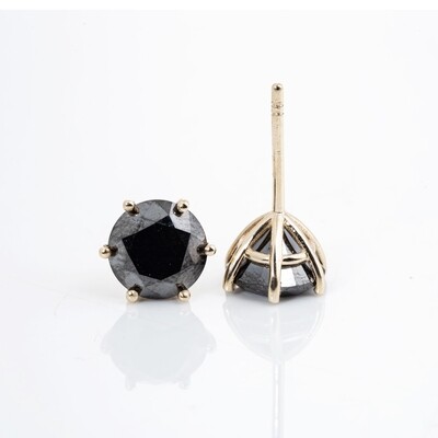 Round Brilliant-cut Black Diamond Studs | 7mm Round Brilliant-cut Black Diamond Studs | 7mm