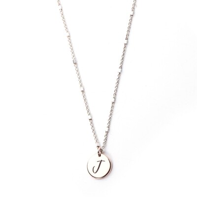 Rose Gold Disc & Silver Necklace