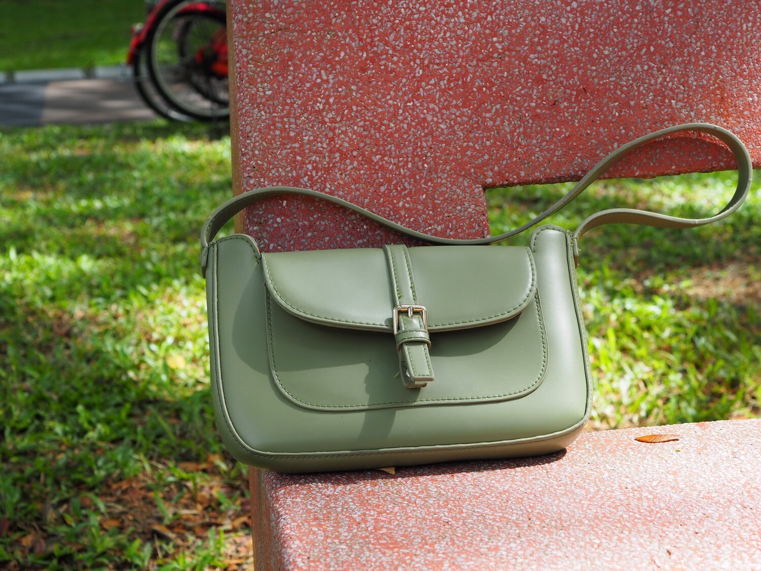 Signature Buckle Baguette Bag - AVOCADO