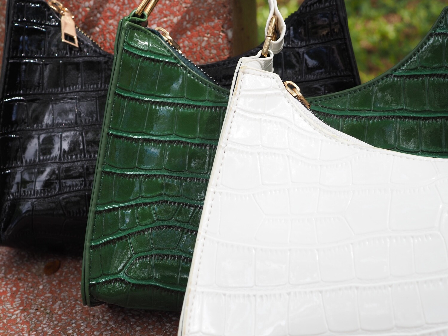 croc effect baguette bag