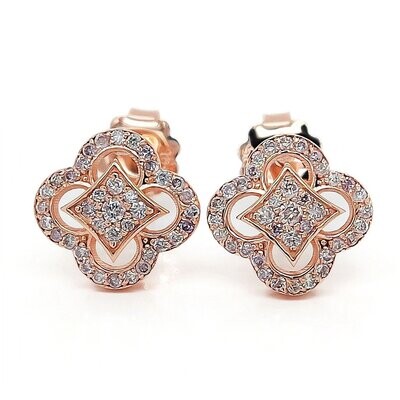 Clover Pink Diamond Stud Earrings