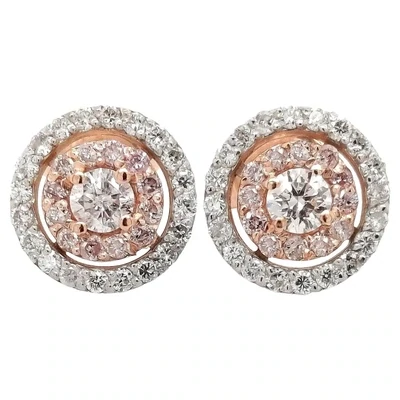 Earrings in 14k White &amp; Rose Gold with a .70ctw Pink &amp; White Diamonds