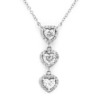Pendant in 14k White Gold with a 0.91ctw Heart Shape Diamonds