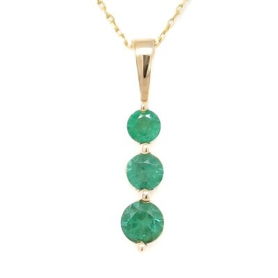 Pendant in 14k Gold with a .60 ct Triple Emerald