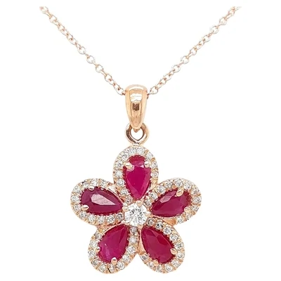 Pendant in 14k Rose Gold with a 1.05ct Ruby and .32ct Diamonds