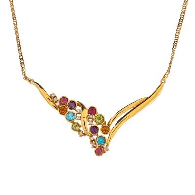 Pendant in 18k Gold with a .14ct Diamonds &amp; 1.80ct Multiple Gem