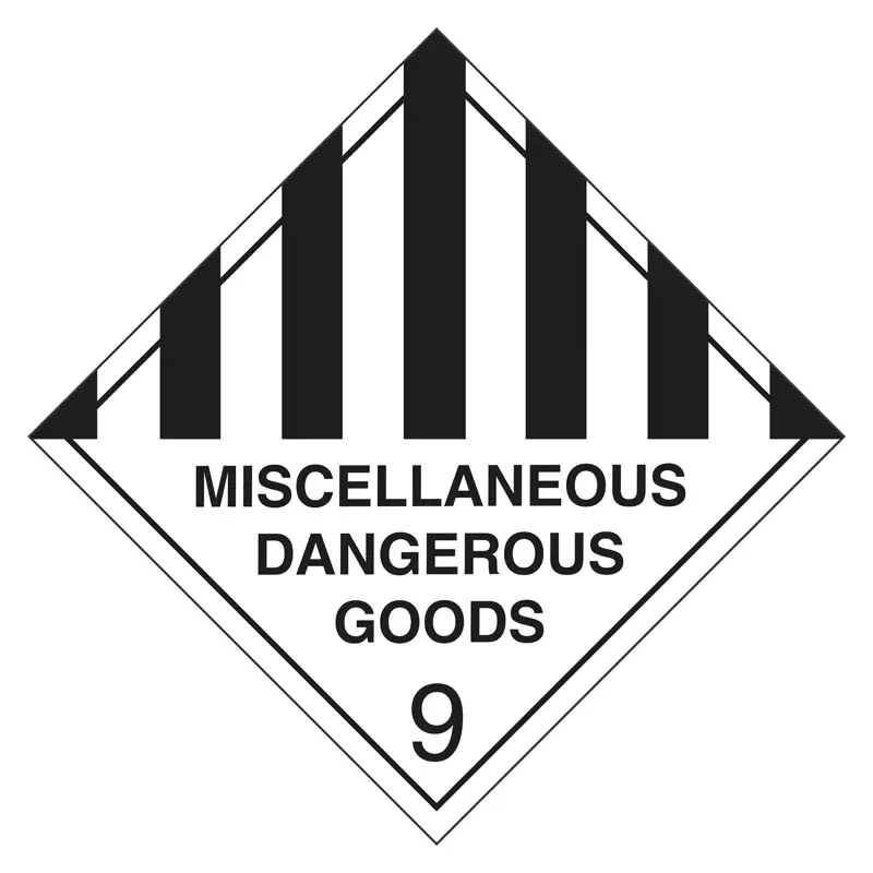 Miscellaneous Dangerous Goods 9 Sign Self Adhesive Vinyl 100mm x 100mm