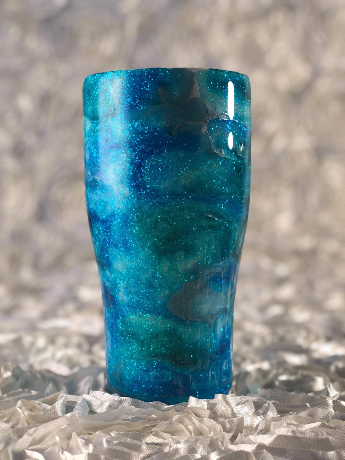 30oz Modern Curve Blue Alcohol Ink Swirl