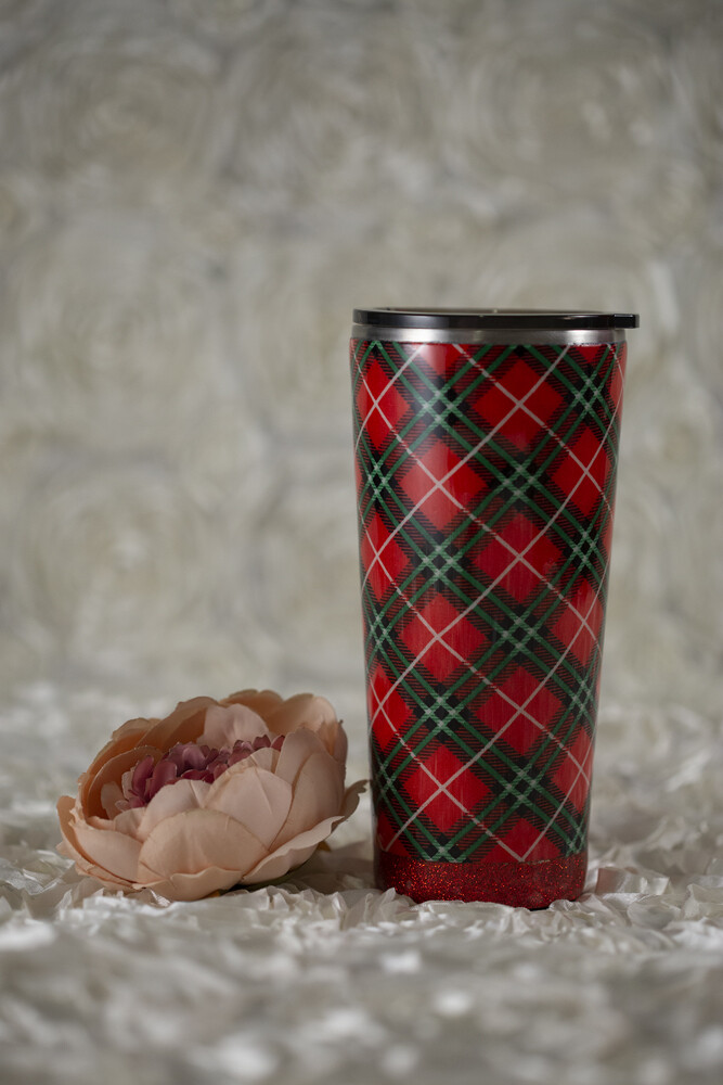 24oz christmas plaid 2 tumbler