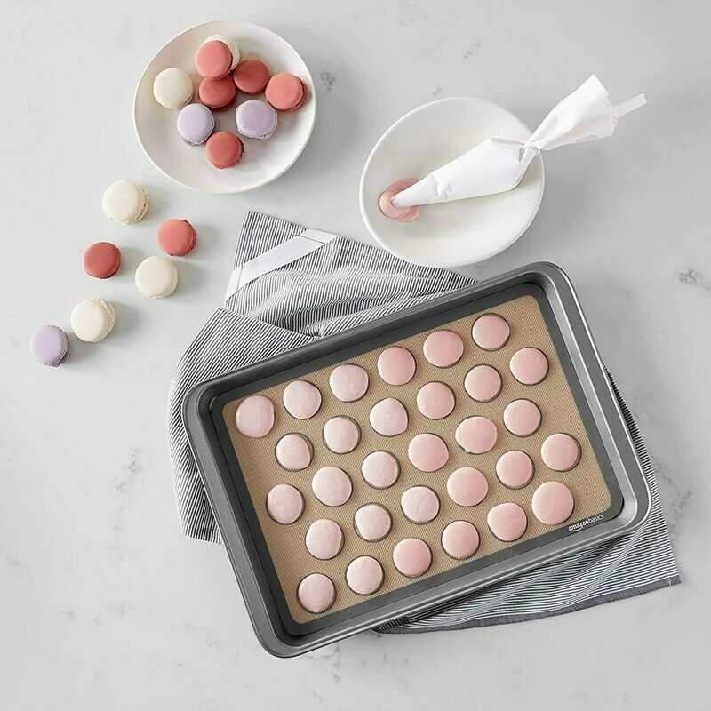 AmazonBasics Silicone, Non-stick, Food Safe Baking Mat, 2 Pack, 2 Pack, Macaron