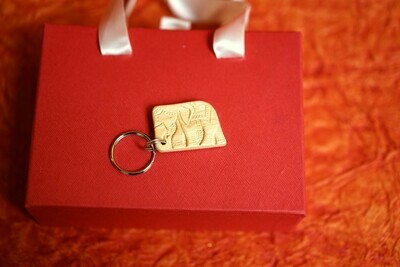 Wooden Elephant Carved Key chain