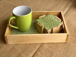 Coffee Tray with Coasters & Candle Stand