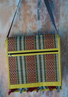Madur Handcrafted Woven Flap Handbag With Fringe