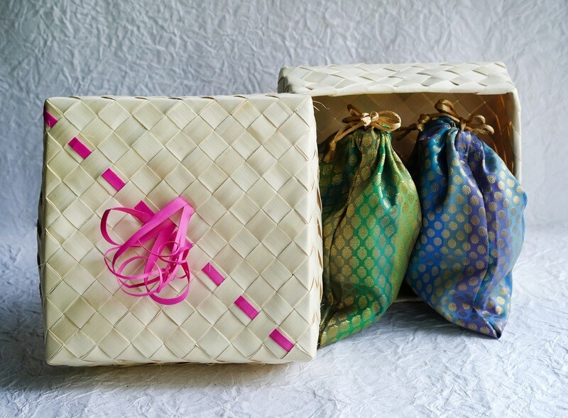 Palm Leaf Woven Handcrafted Square Storage Box