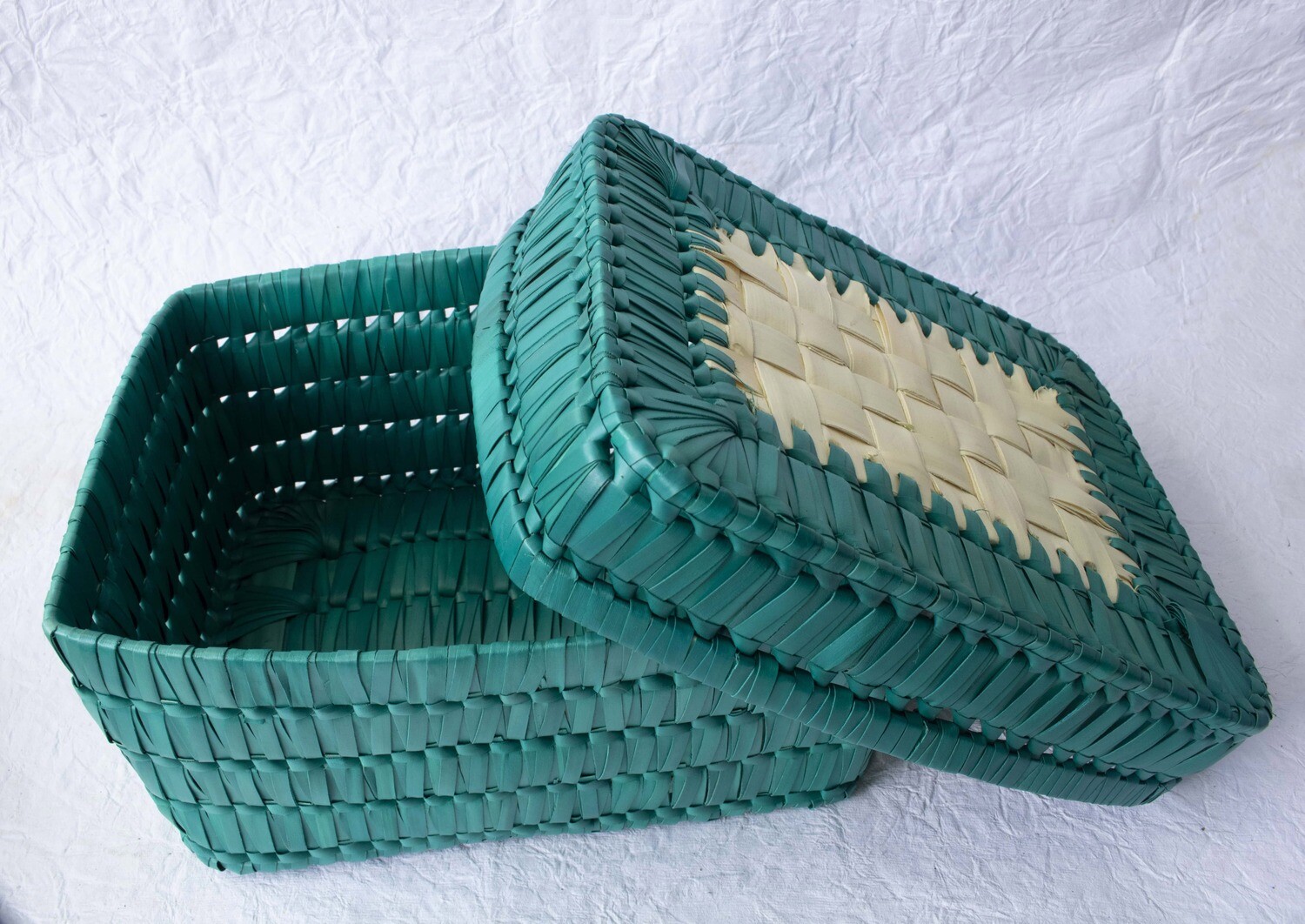 Palm Leaf Woven Handcrafted Rectangle Basket