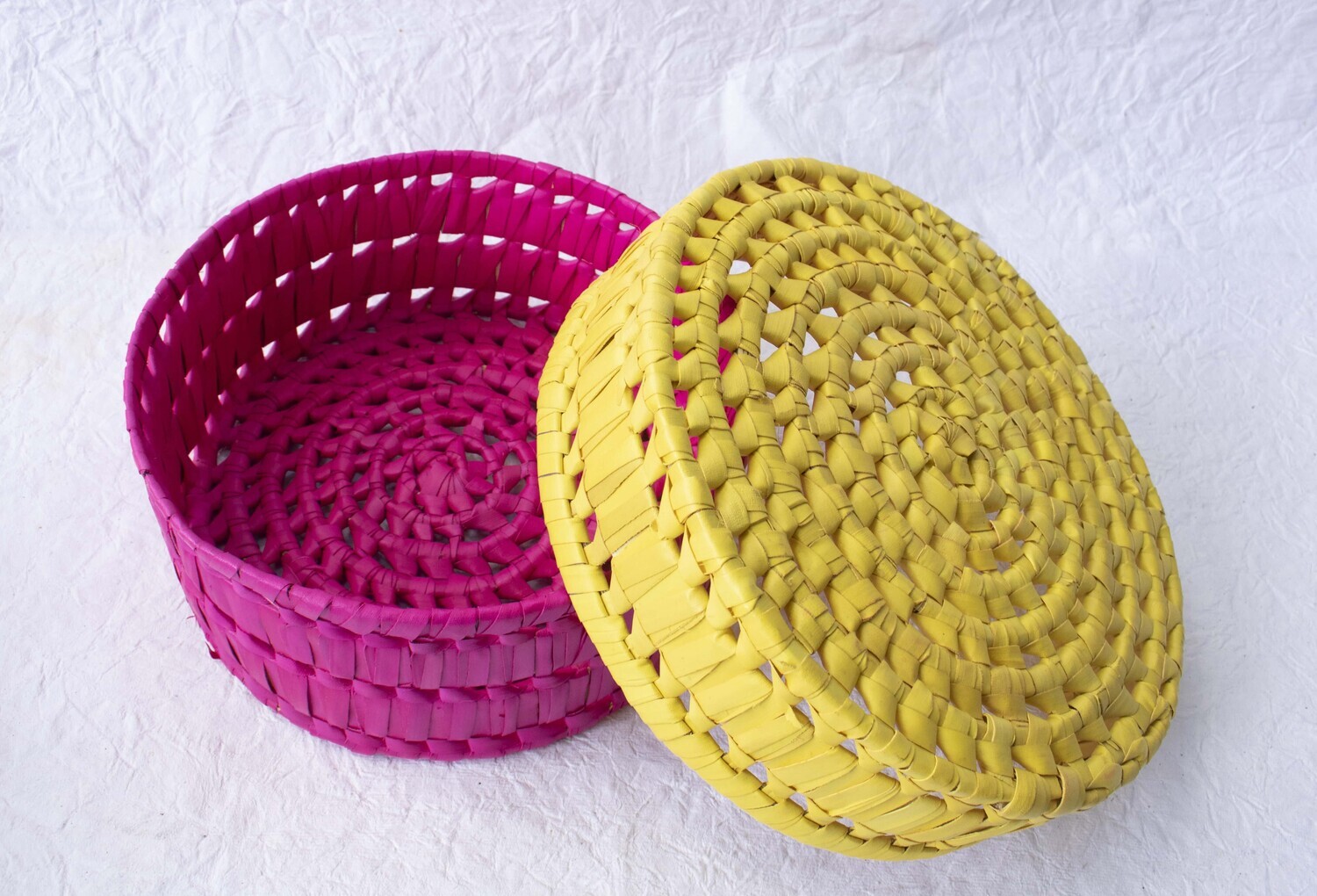 Palm Leaf Woven Handcrafted Round Basket