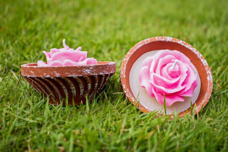 Clay Scented Diya With Wax S/2