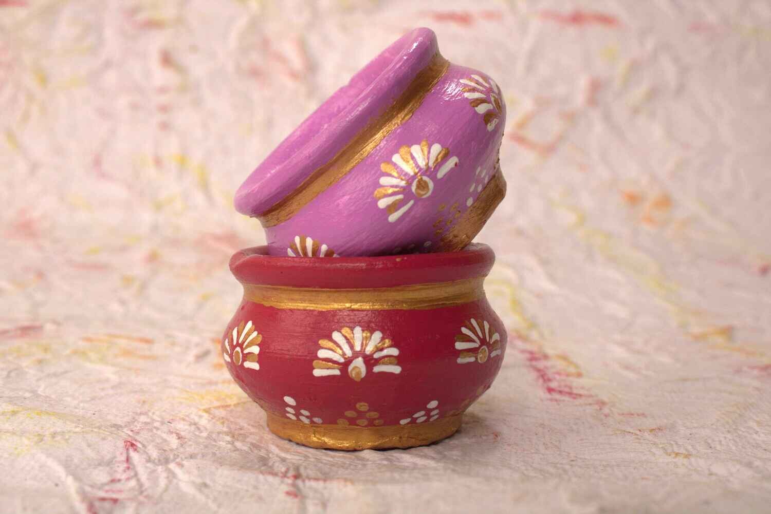 Handpainted Colourful Matka Clay Diyas
