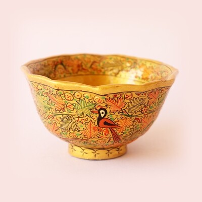 Kashmiri Art Paper Mache Gift Bowl Show Piece   Decor Item Multicolor