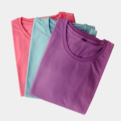 Unisex T-shirts (Pack of 3) - Pink, Sky blue, Purple