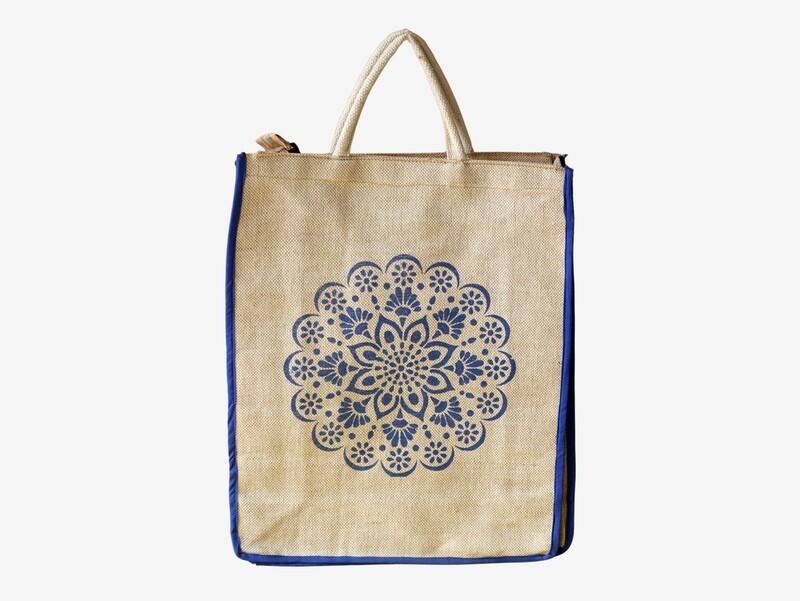 Printed Floral Jute Tote Bag