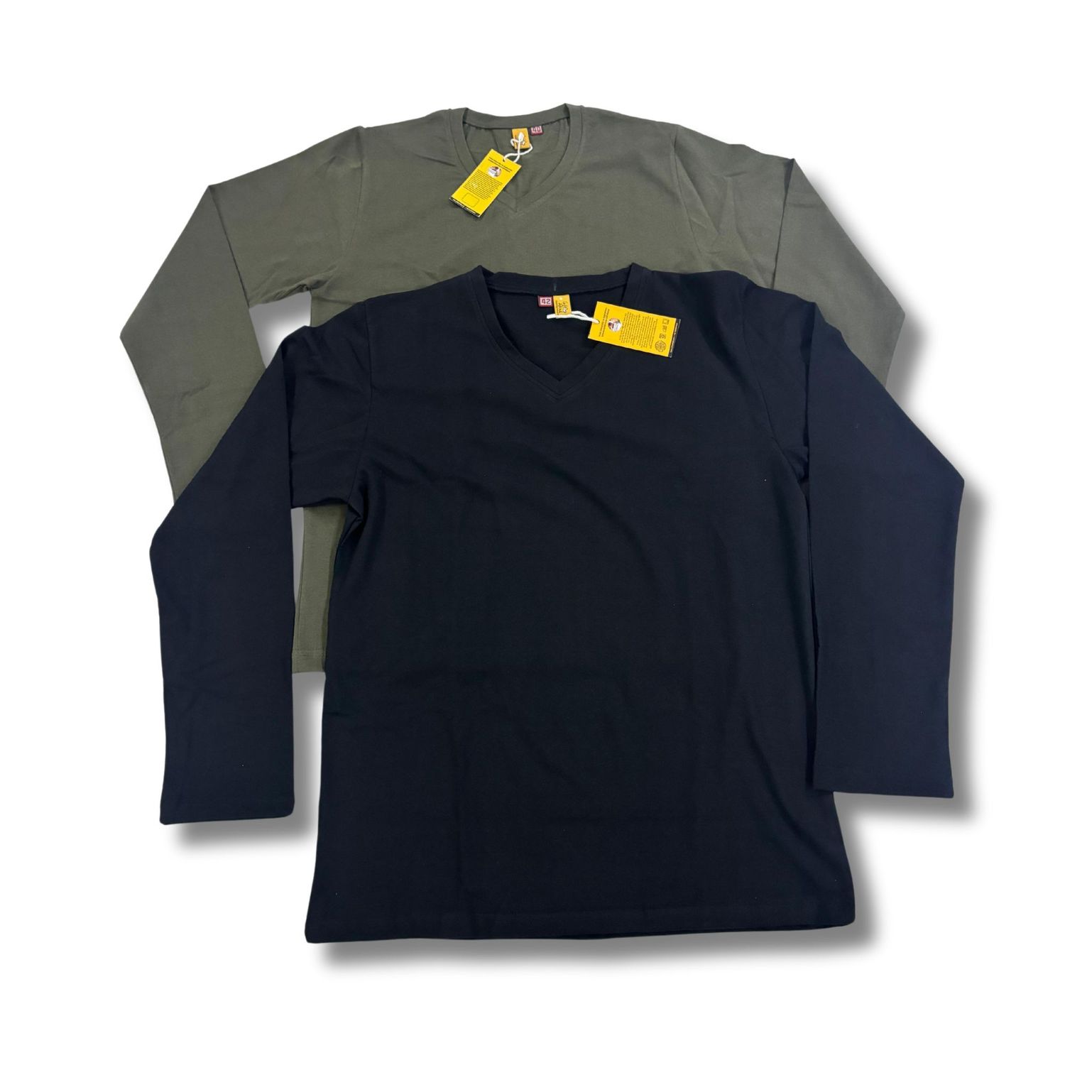 Men's casual cotton V-neck Full sleeve T-shirt(Pack of 2)