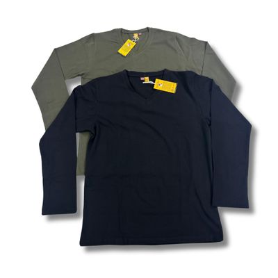 Men's casual cotton V-neck Full sleeve T-shirt(Pack of 2)