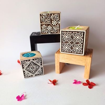Block Wooden Candle Holder Block Wooden Candle Holder