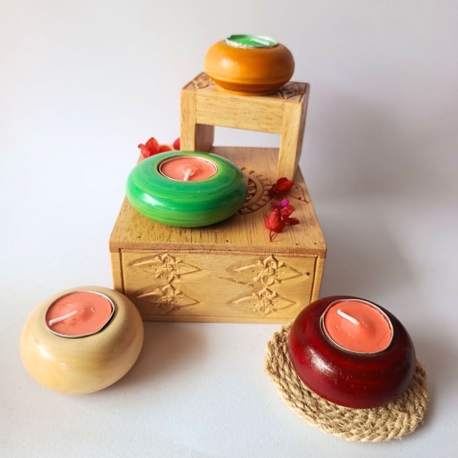 Handcrafted Wooden Tea Lights Handcrafted Wooden Tea Lights