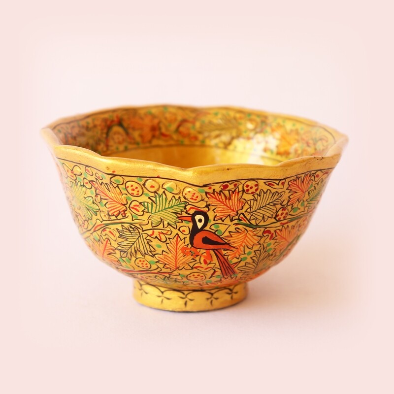 Kashmiri Art Paper Mache Gift Bowl Show Piece Decor Item Multicolor Kashmiri Art Paper Mache Gift Bowl Show Piece Decor Item Multicolor