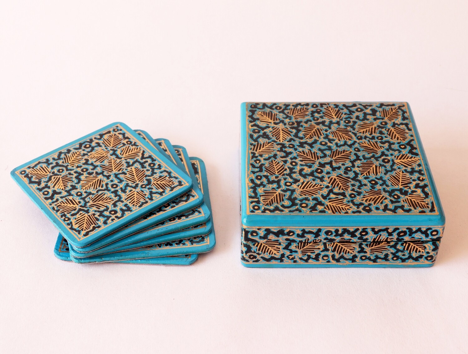Kashmiri Coaster Set- Square Kashmiri Coaster Set- Square