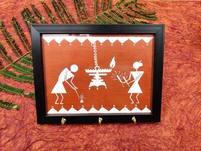 Hand-Painted Wooden Key Holder – Framed & Purposeful Wall Décor