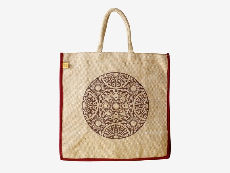 Jute Rangoli Printed Tote Bag Jute Rangoli Printed Tote Bag