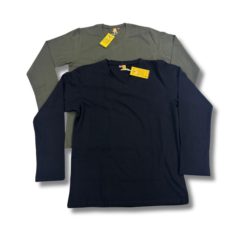 Men's casual cotton V-neck Full sleeve T-shirt(Pack of 2)