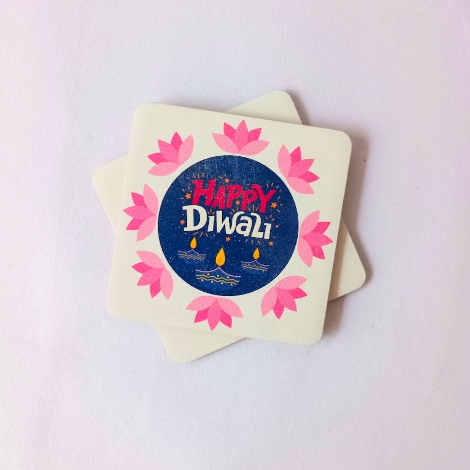 Two-in-One Diwali Coaster Magnet – Handcrafted (Set of 6)