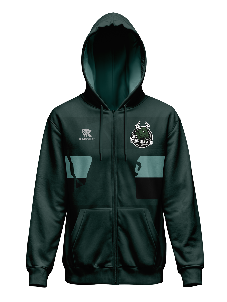 Sweat à capuche zippé sublimé SCMarollaisBasket