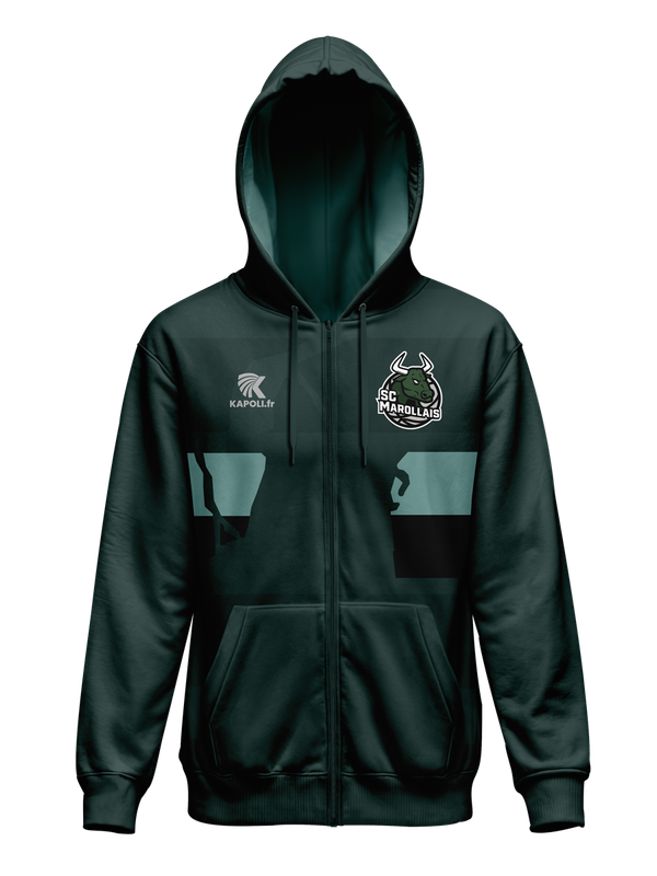 Sweat à capuche zippé sublimé SCMarollaisBasket