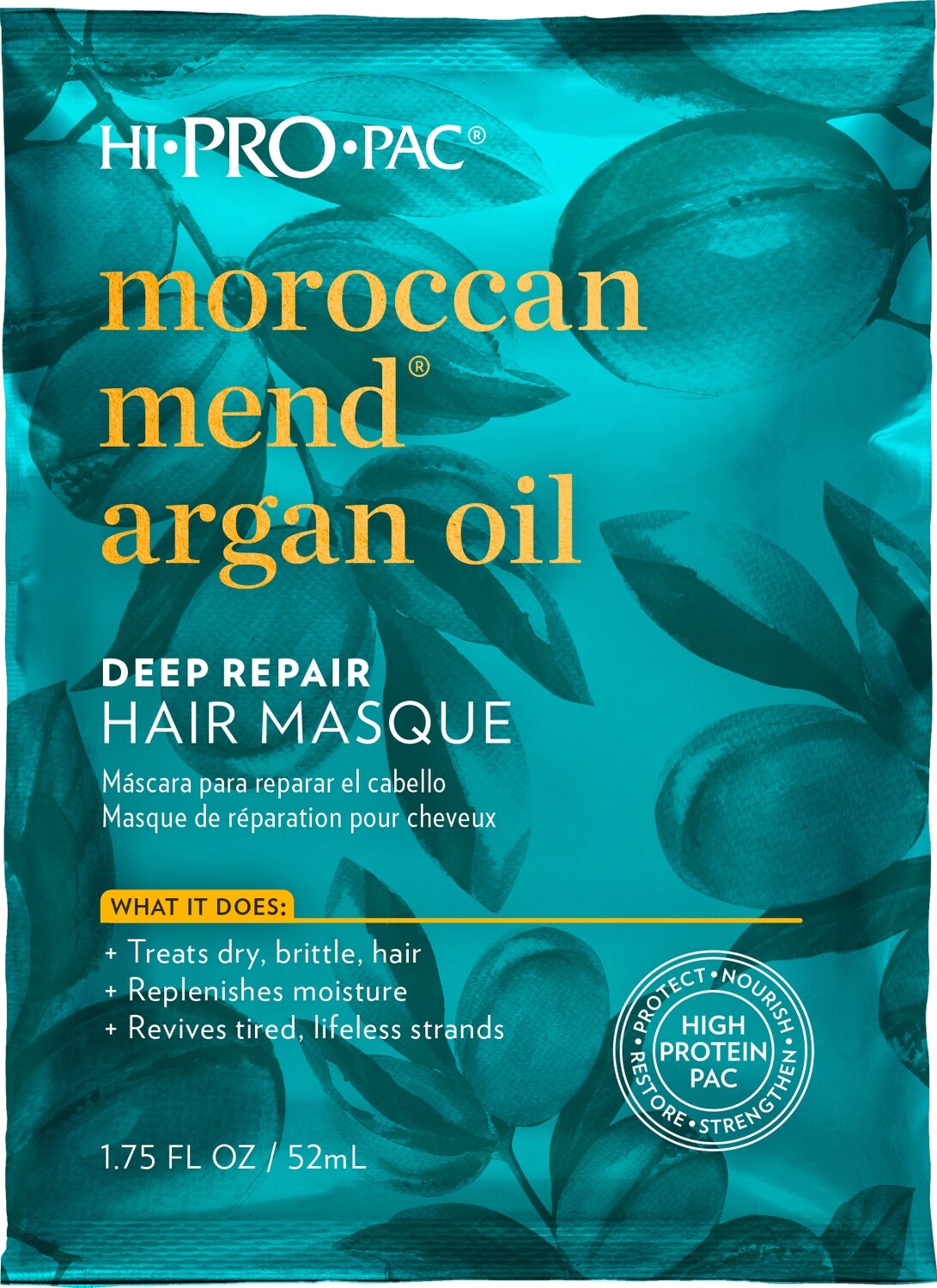 Hi Pro Pac Hair Mask, Moroccan Mend Argan Oil Deep Repair Hair Masque, 1.75 Oz