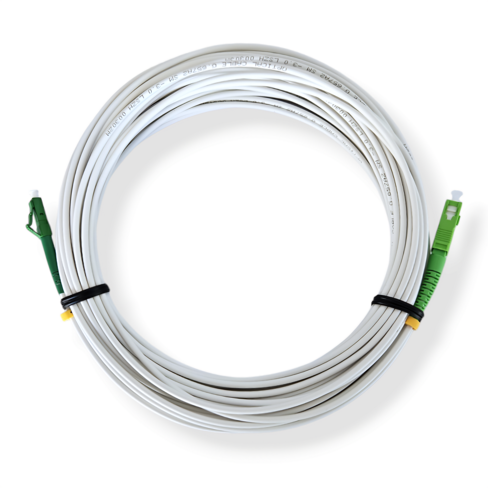0,5m-75m LC/APC-SC/APC weiß Simplex OS2 Glasfaser Kabel
