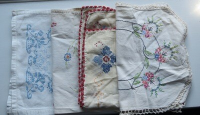 JUST REDUCED!!! Vintage: Lot of Embroidered Table Scarves