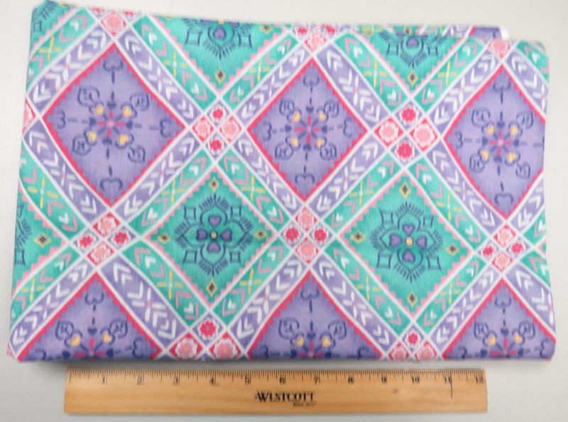 ​Fabric: (Purple and Teal Squares) by Schwartz Liebman (Texas) for Cranston Print Works, Inc