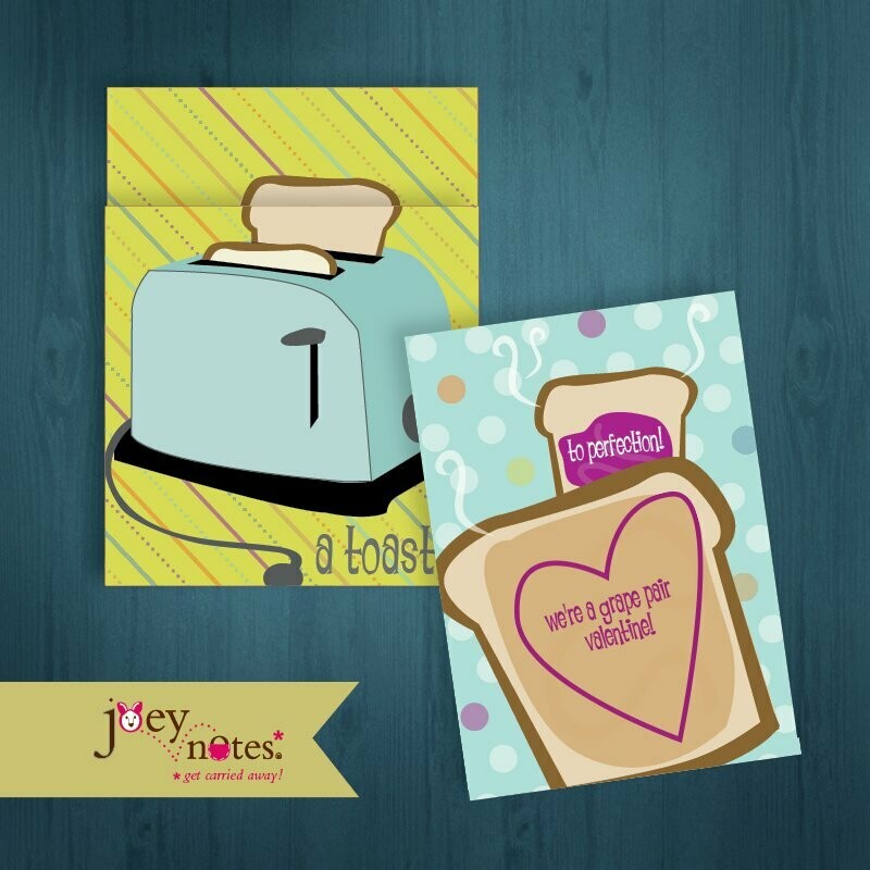 A Toast to Perfection!  /  Toaster with toast & jam  /   Valentine's Day  /   6 cards for $1.00 ea