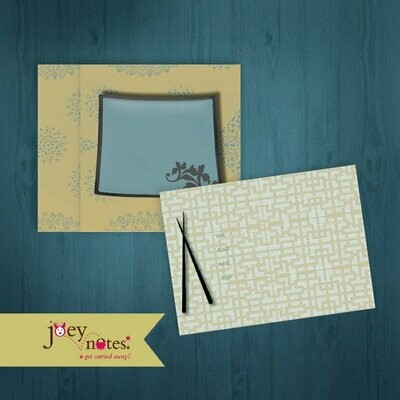 Chopsticks Place setting: Recipe Cards or Fill-in Invitation - Set of 8 recipe cards and envelopes tied with a raffia