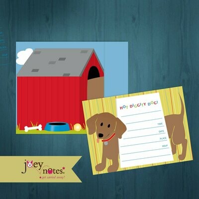 Hot Diggity Dog House - Dachshund dog - Invitation insert - Boxed set of 8