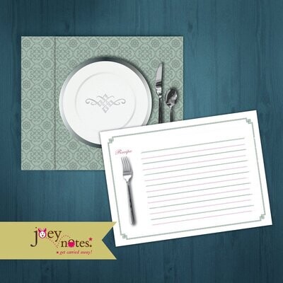 Formal Place setting: Recipe Cards or Fill-in Invitation - Set of 8 recipe cards tied with a ribbon - Boxed set of 8 invitations