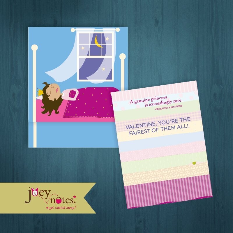 Princess and the Pea  /  Brown, blond, redhead hair colors  /  Valentine's Day  /    6 cards for $1.00 ea