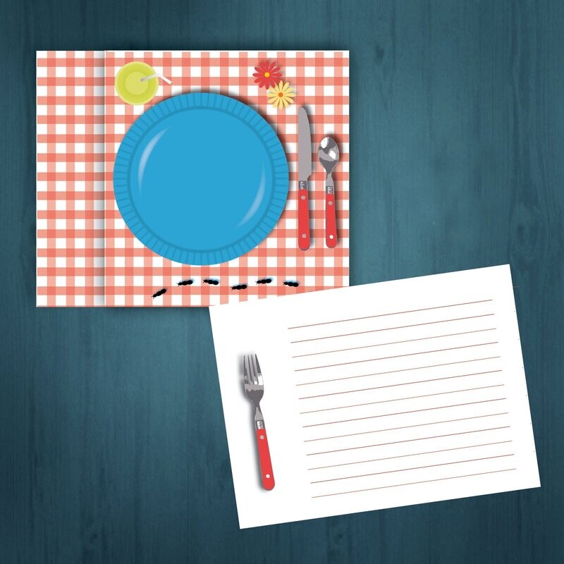 Picnic Place setting: Fill-in Invitation  /  Boxed set of 8 invitations