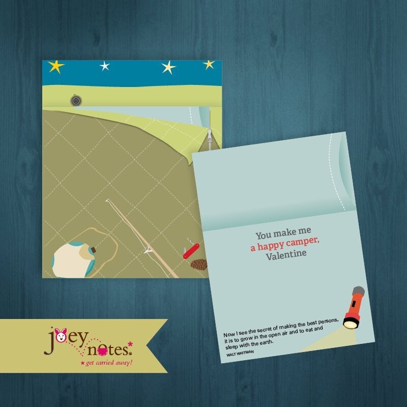 Camping  /  Sleeping bag with fishing pole  /  Back to nature  /   6 cards for $2.50 ea